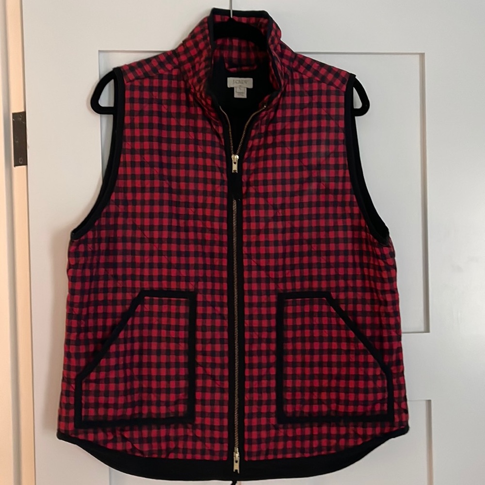 J Crew Factory Buffalo Plaid Quilted Puffer Vest L